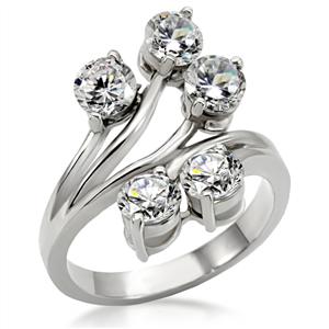 2.5CT CZ BYPASS STAINLESS STEEL RING-SIZE8/9